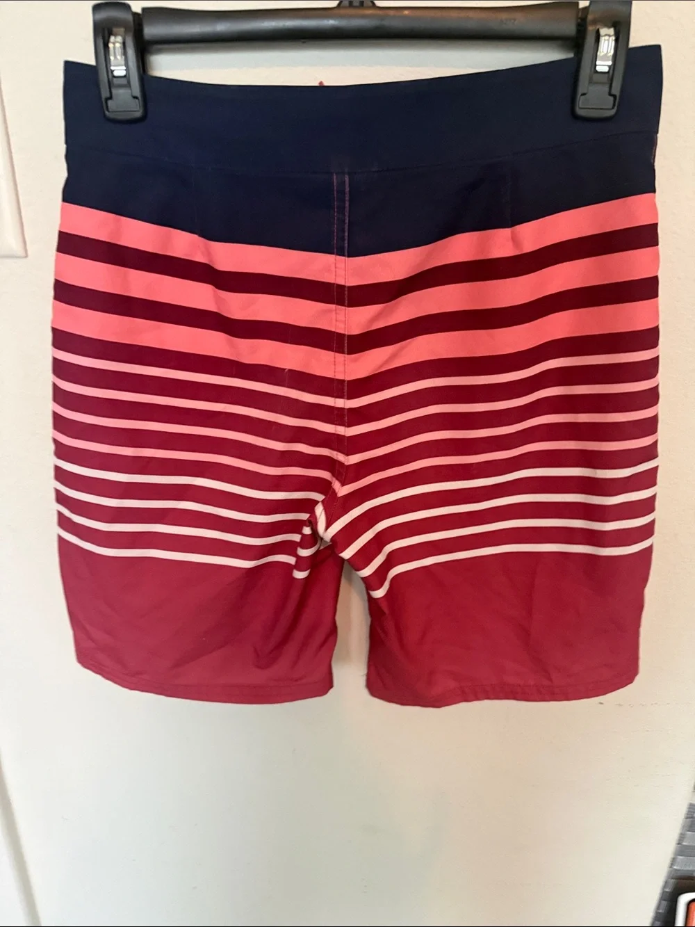 Vineyard Vines Boys Navy, Coral and Red Gradient Stripe Swim Trunks